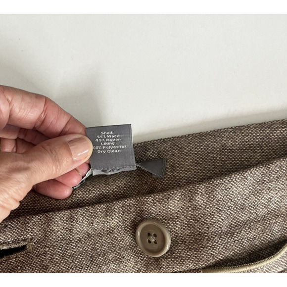 Ann Taylor Factory Trousers Wool Blend Dress Pants Size 8 Petite Heather Brown - Picture 11 of 11